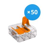 Multipack 50x Wago 221-413 Connector Compact | 3 Wire Connection - Cage Clamp
